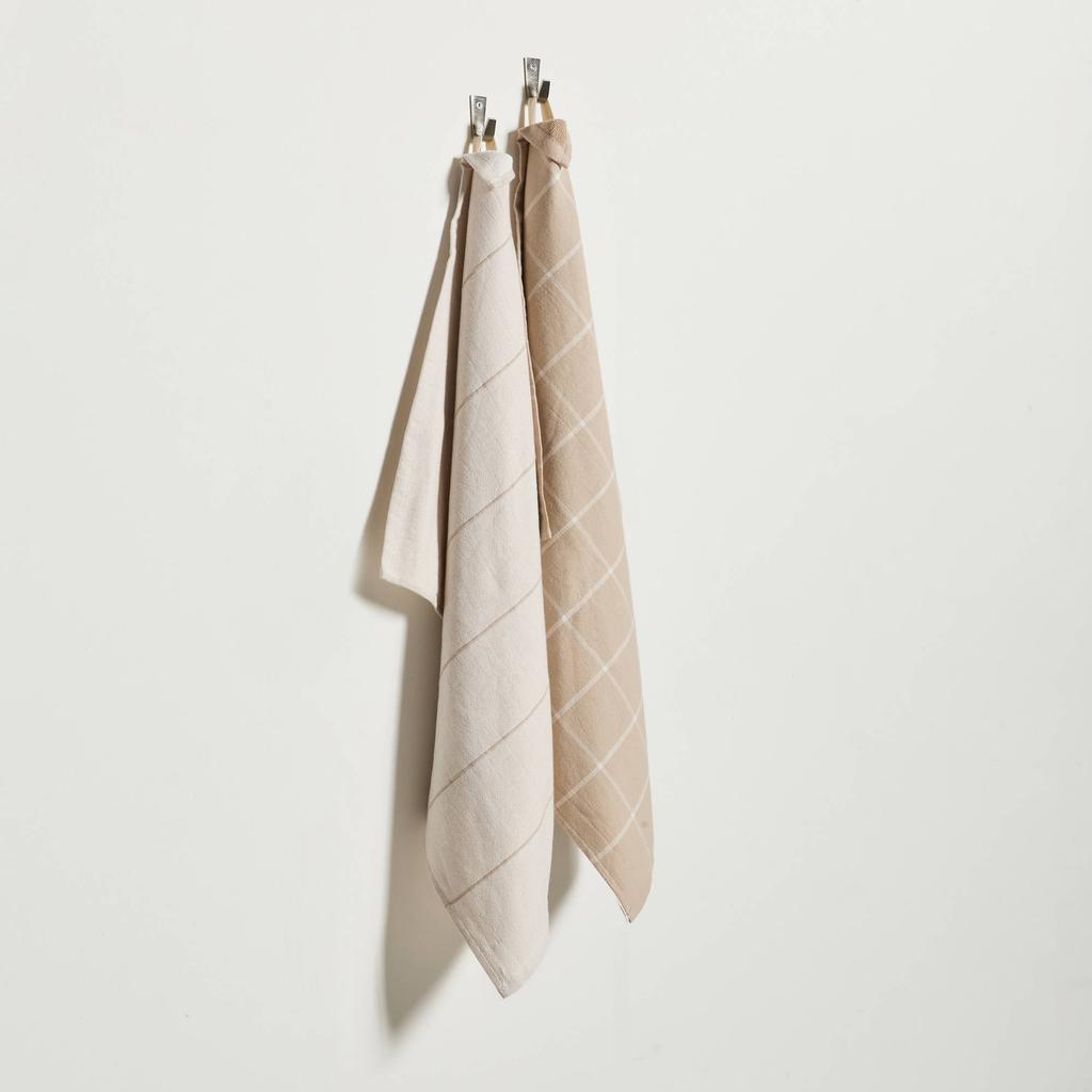 NOUS Living thee/keukendoek zand (2-in-1) (set van 2)
