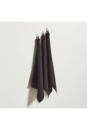 theedoek zwart (50x70 cm) (set van 3)