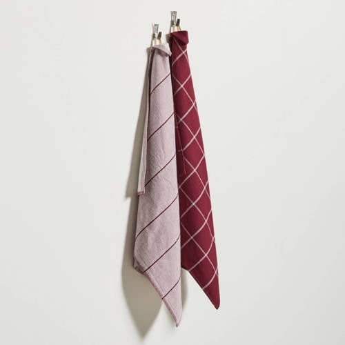 NOUS Living thee/keukendoek donkerrood (2-in-1) (set van 2) afbeelding