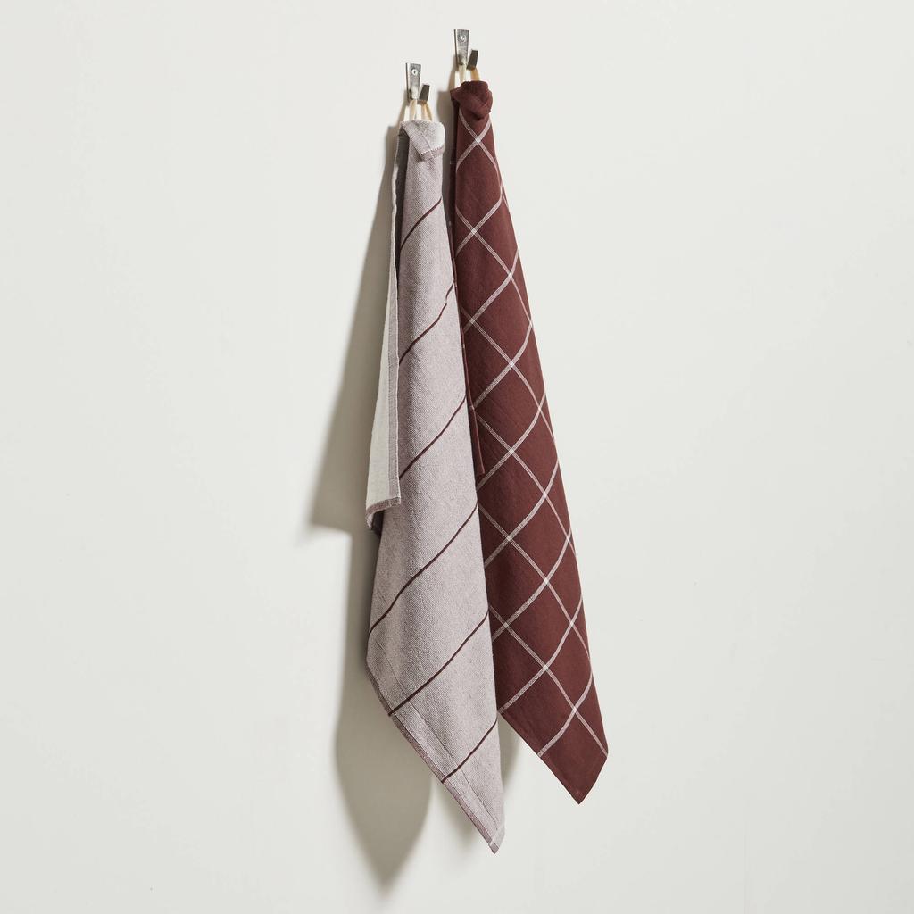 NOUS Living thee/keukendoek donkerbruin (2-in-1) (set van 2)