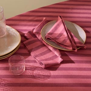 servet gestreept rood/roze (45x45 cm) (set van 2)