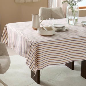 tafelkleed gestreept oker/paars (150x250 cm)