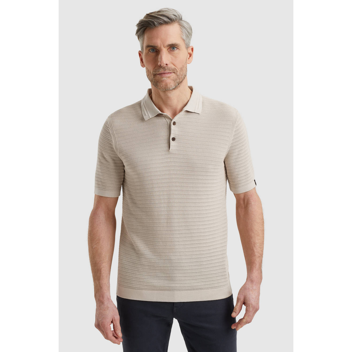 Vanguard regular polo met ingebreid patroon beige