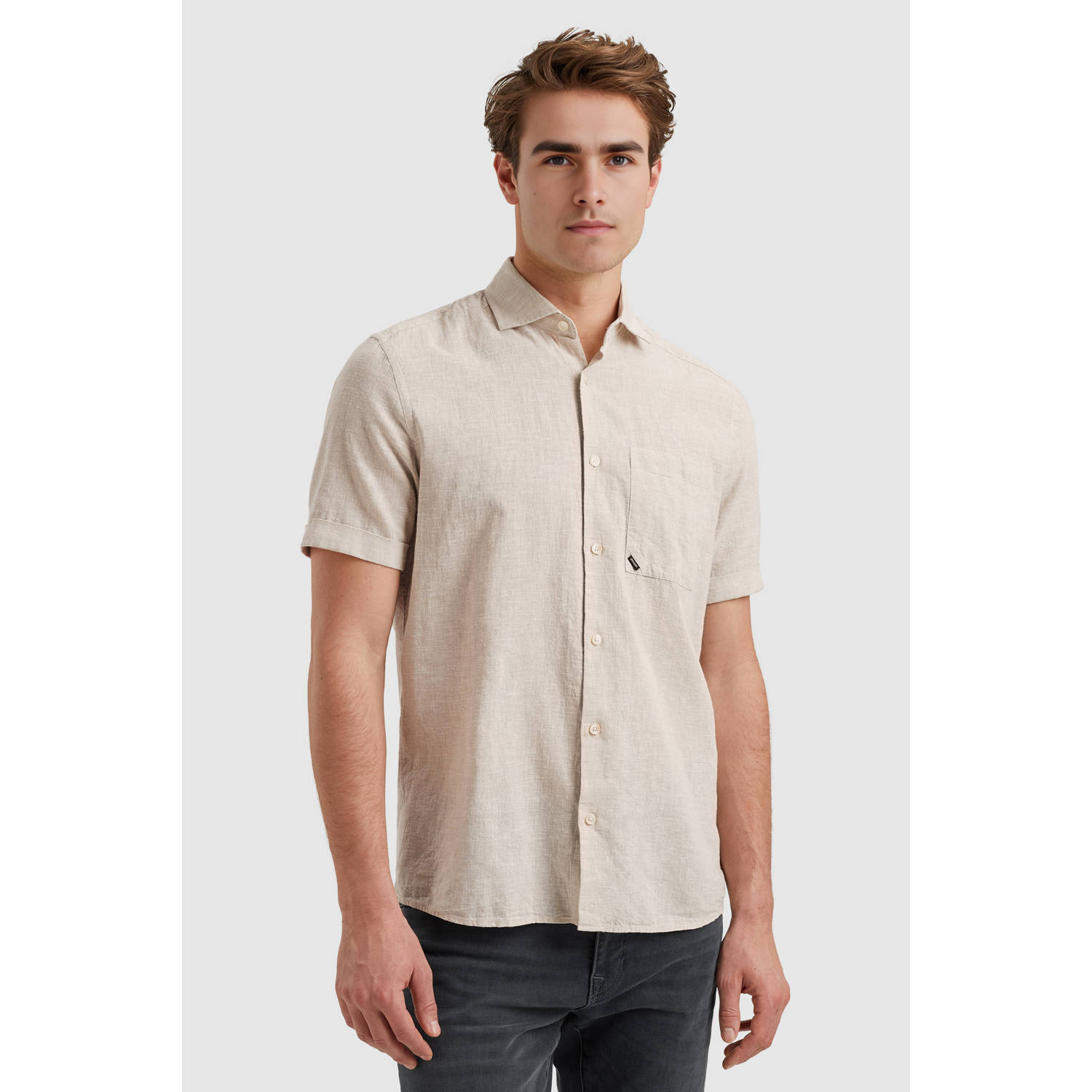 Vanguard linnen casual overhemd beige