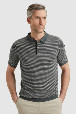 regular polo gebreid grijsblauw