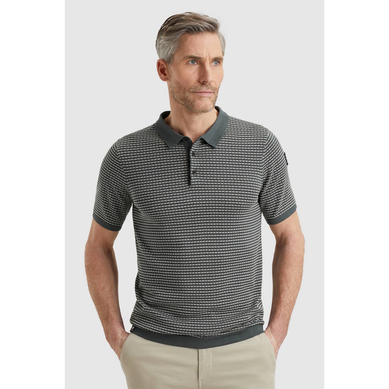 Vanguard regular polo gebreid grijsblauw