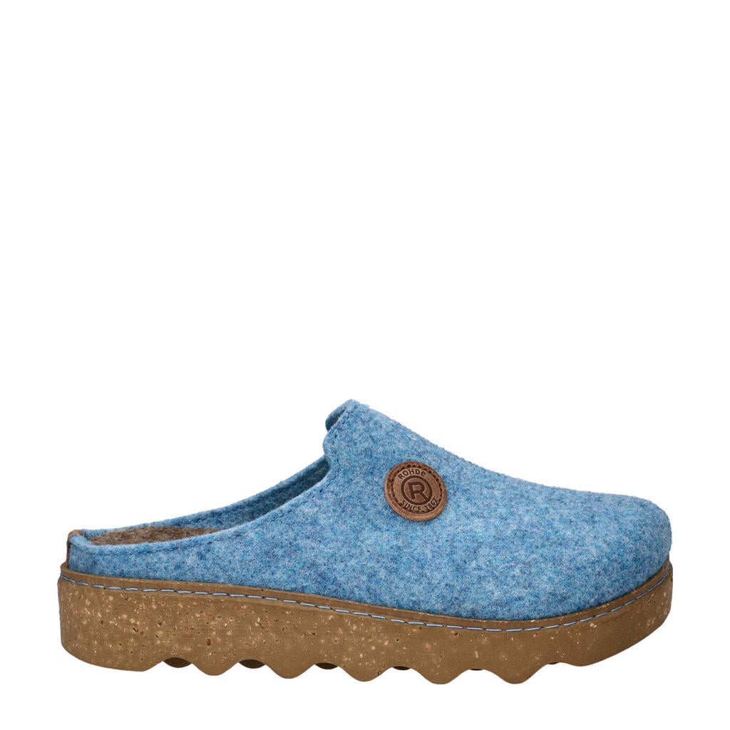 Blauwe dames Rohde pantoffels van textiel