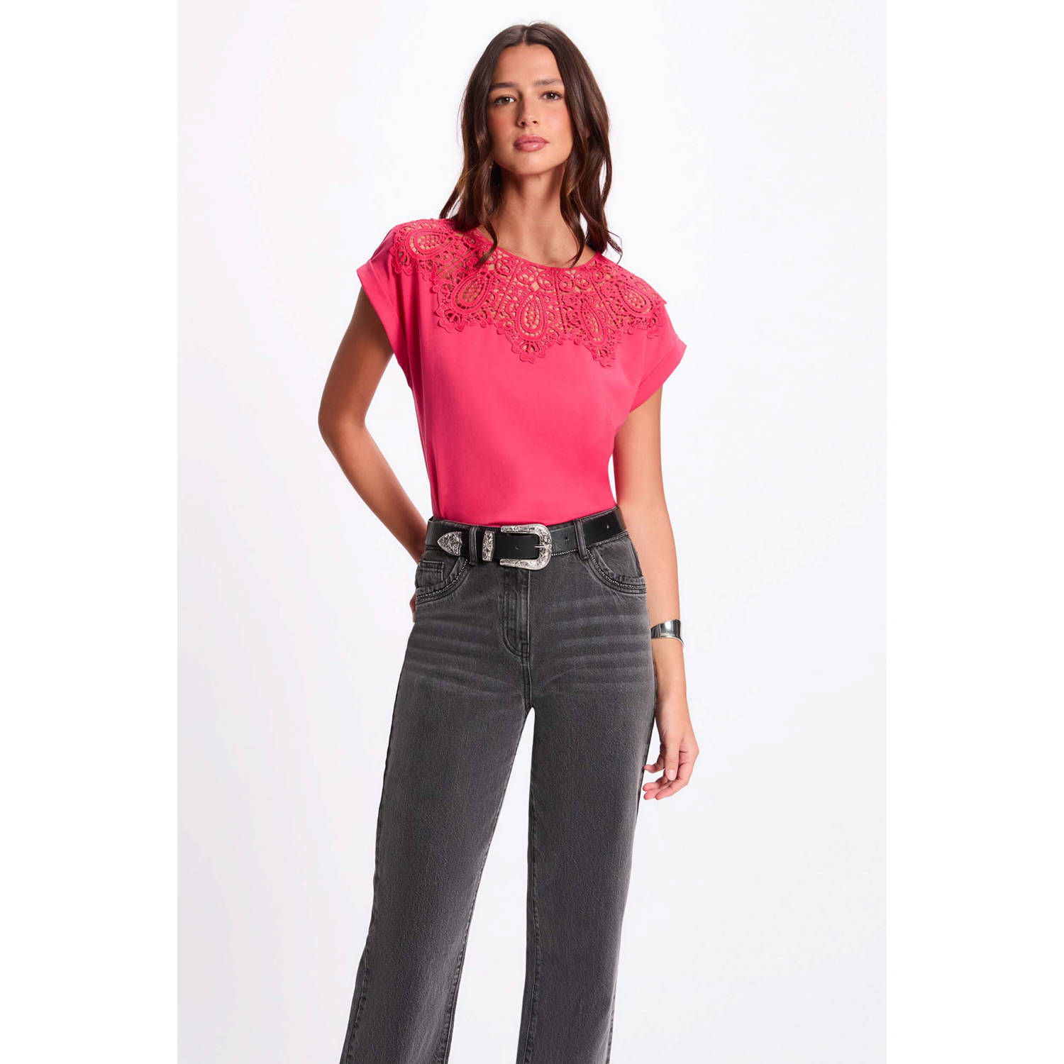 Morgan top fuchsia broderie