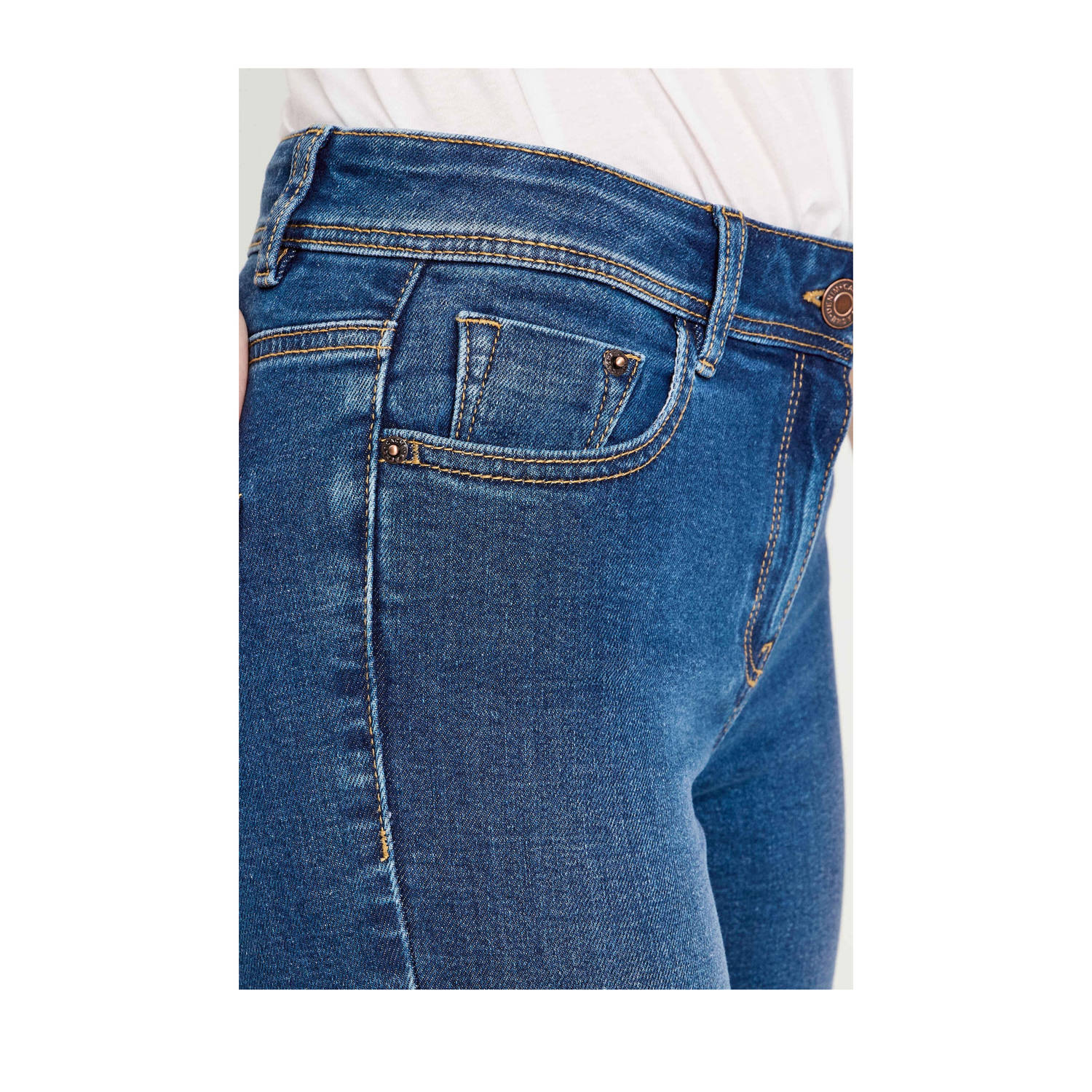 Cache high waist capri jeans dark blue denim