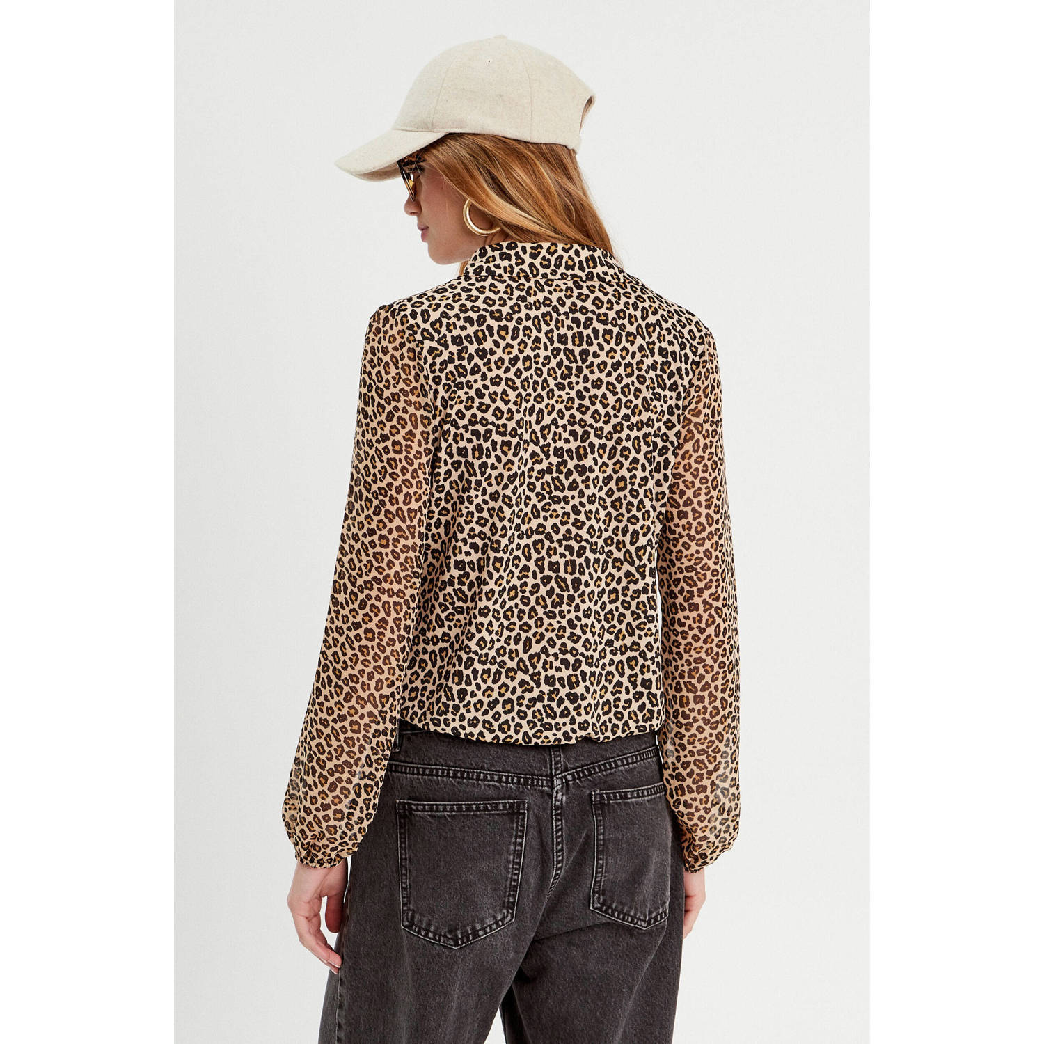 Cache blousetop beige zwart