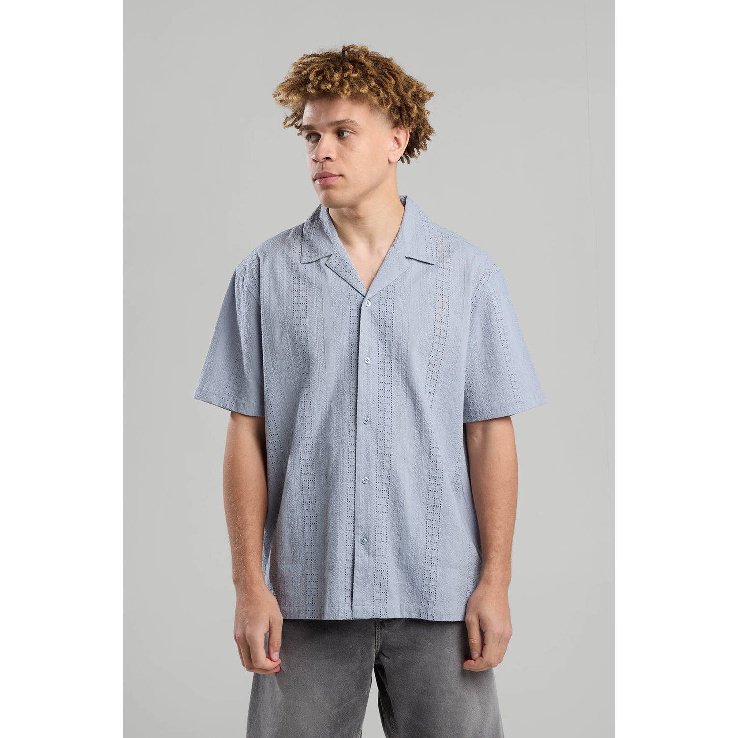 America Today overhemd met textuur blauw