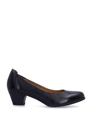 leren pumps met lage hak zwart