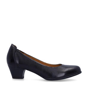 leren pumps met lage hak zwart