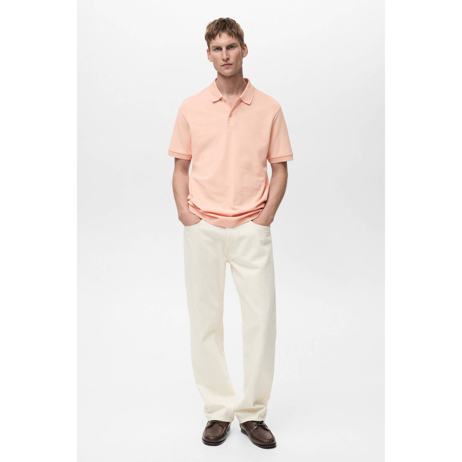 Mango Man regular polo zalm