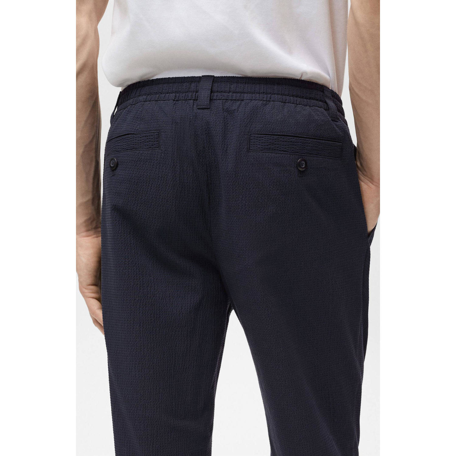 Mango Man slim casual broek donkerblauw