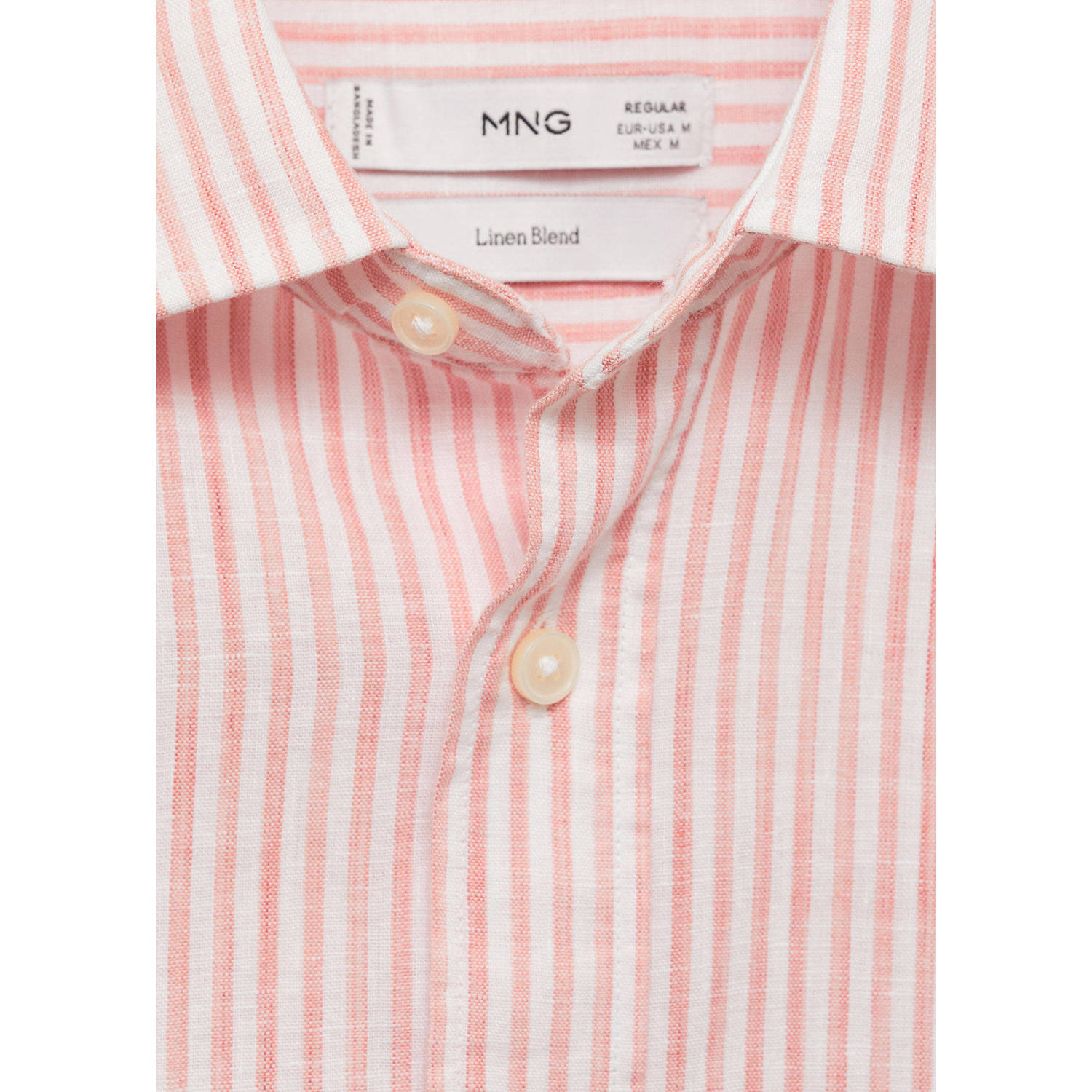 Mango Man linnen casual overhemd lichtroze