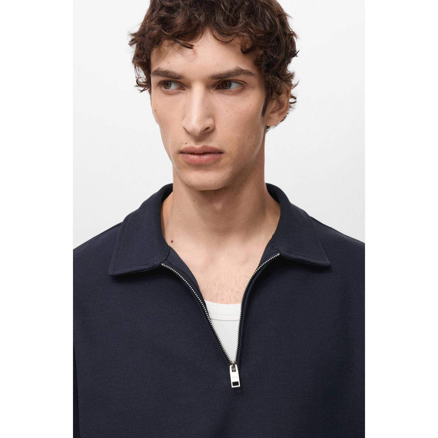 Mango Man regular polo donkerblauw