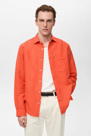 thumbnail: Mango Man linnen casual overhemd oranje