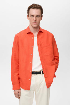 linnen casual overhemd oranje