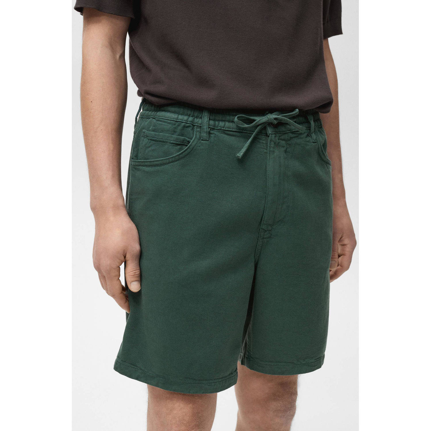 Mango Man regular casual short donkergroen