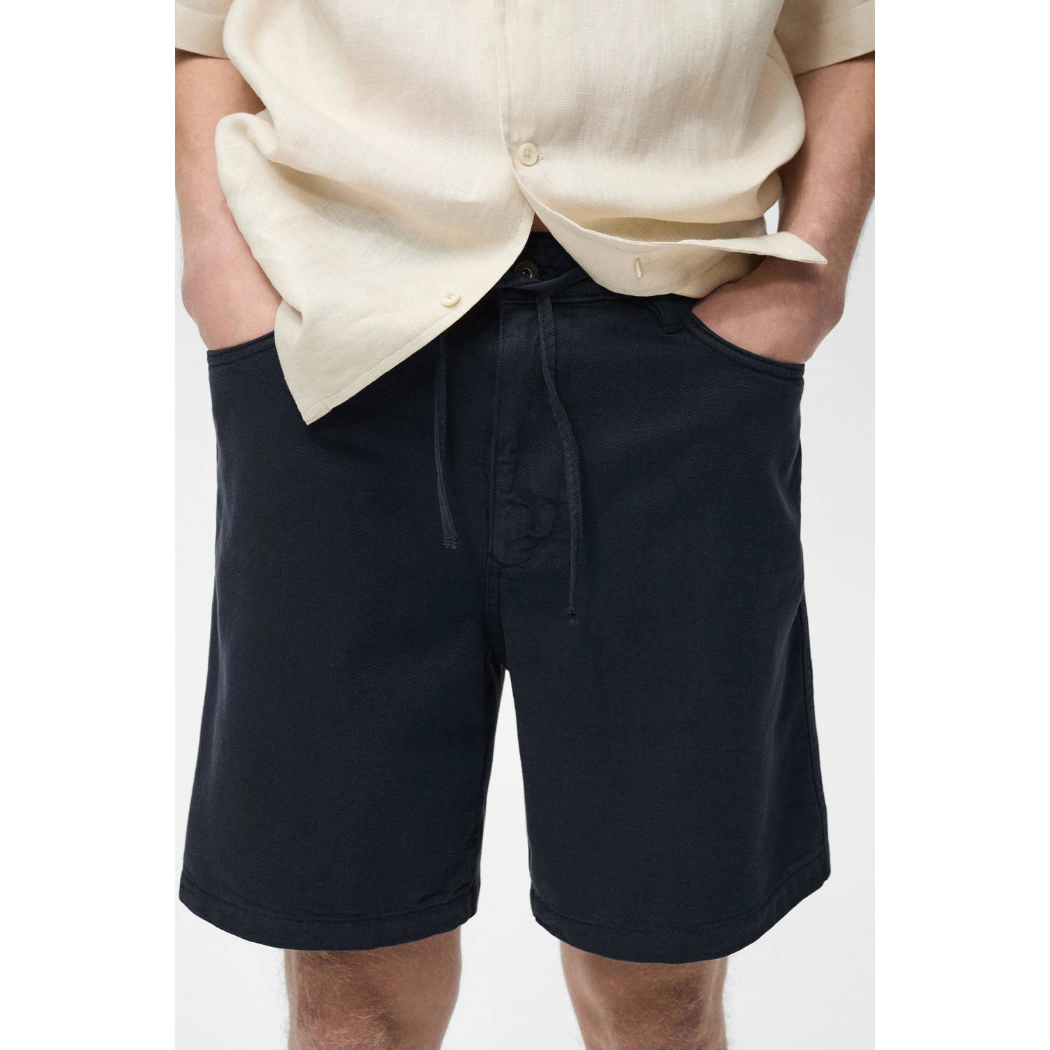 Mango Man regular casual short donkerblauw
