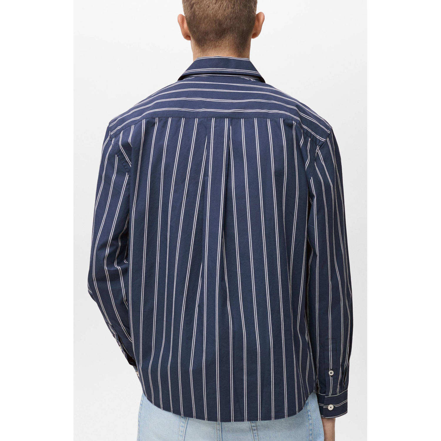 Mango Man casual overhemd donkerblauw