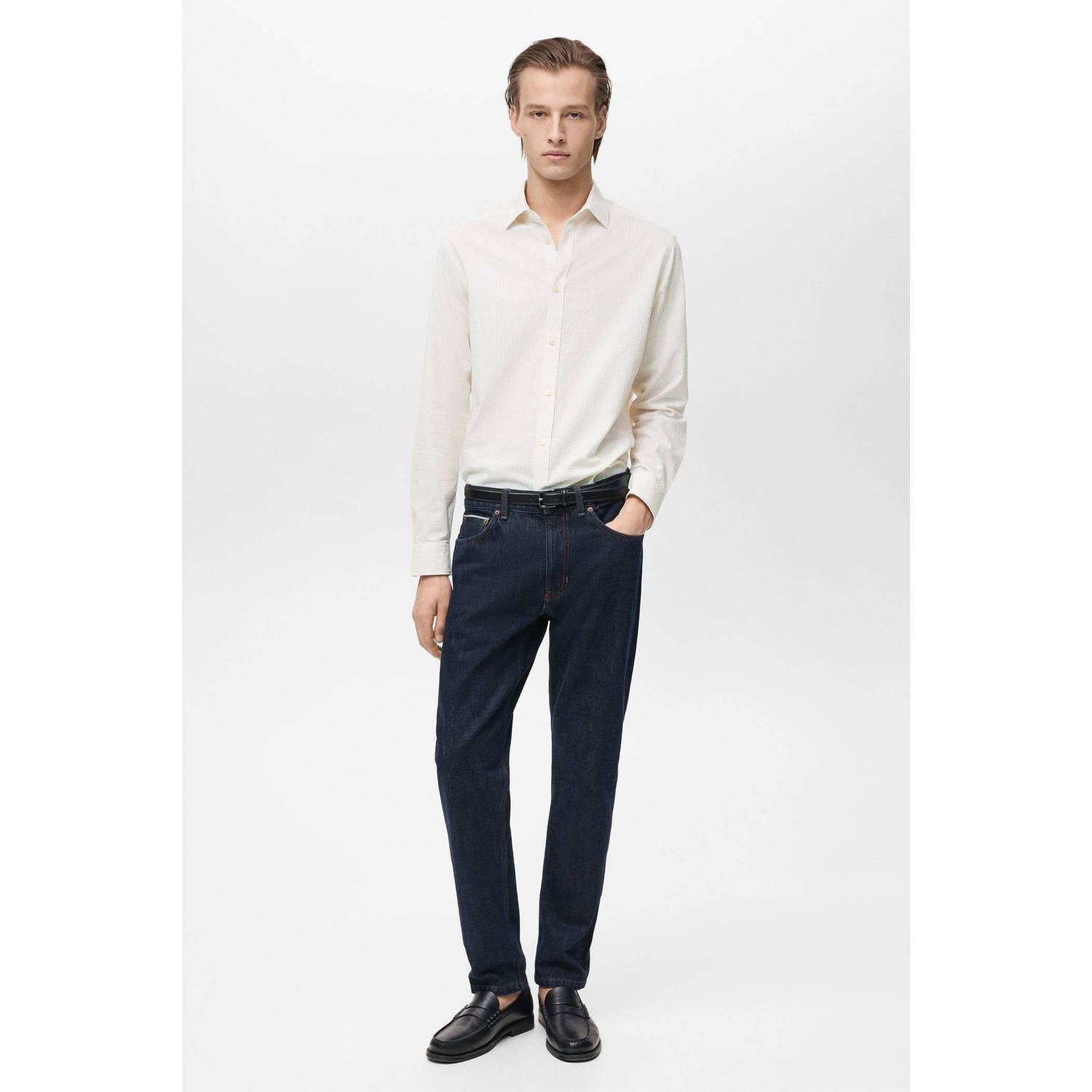 Mango Man casual overhemd beige