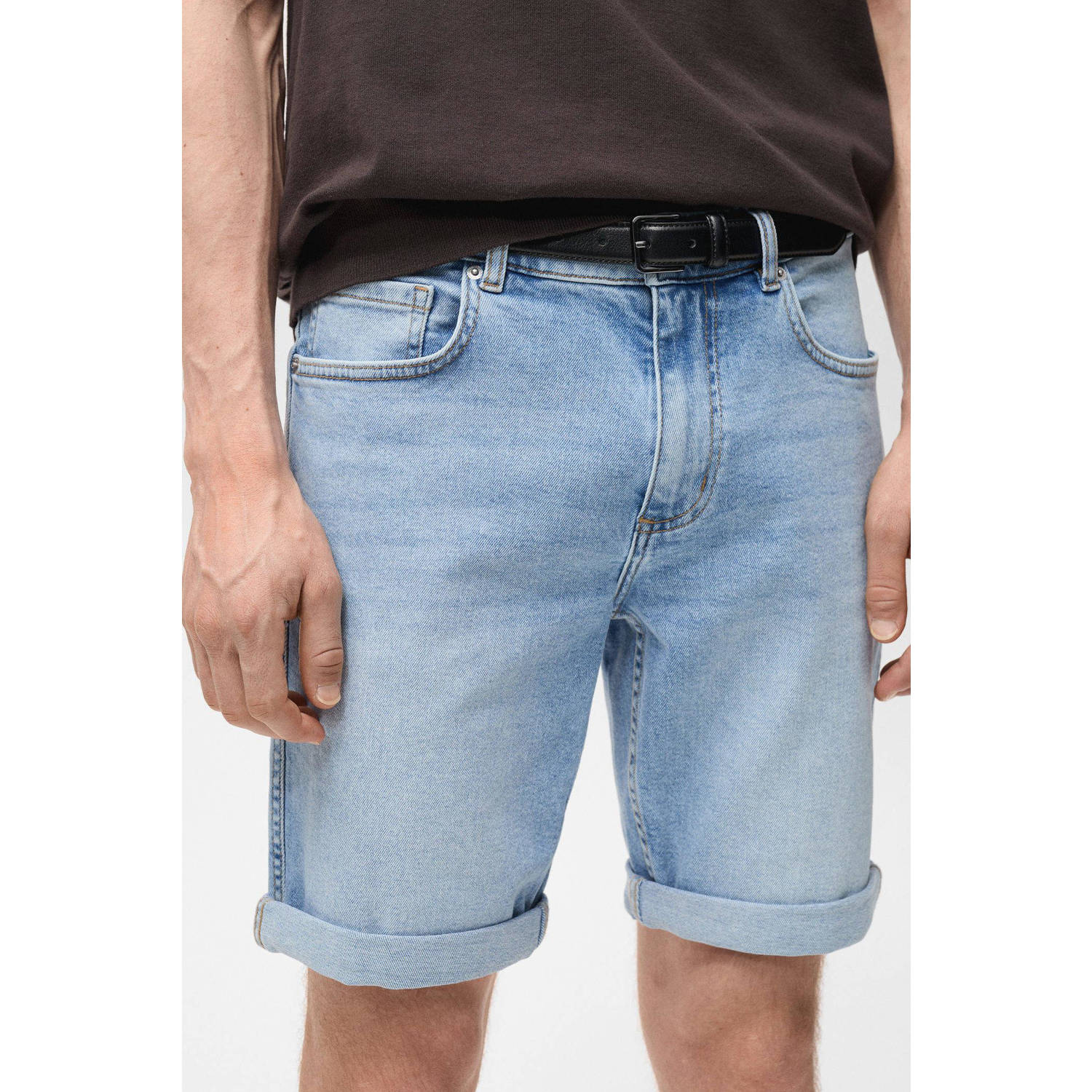 Mango Man slim denim short lichtblauw