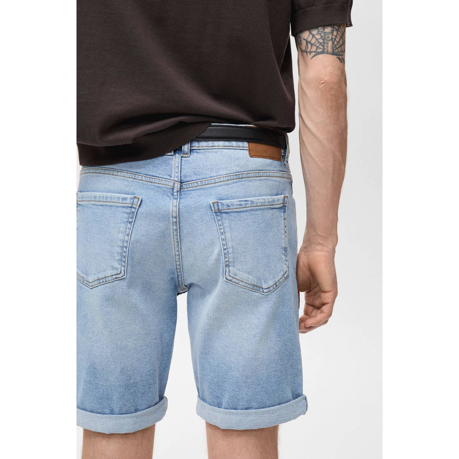 Mango Man slim denim short lichtblauw