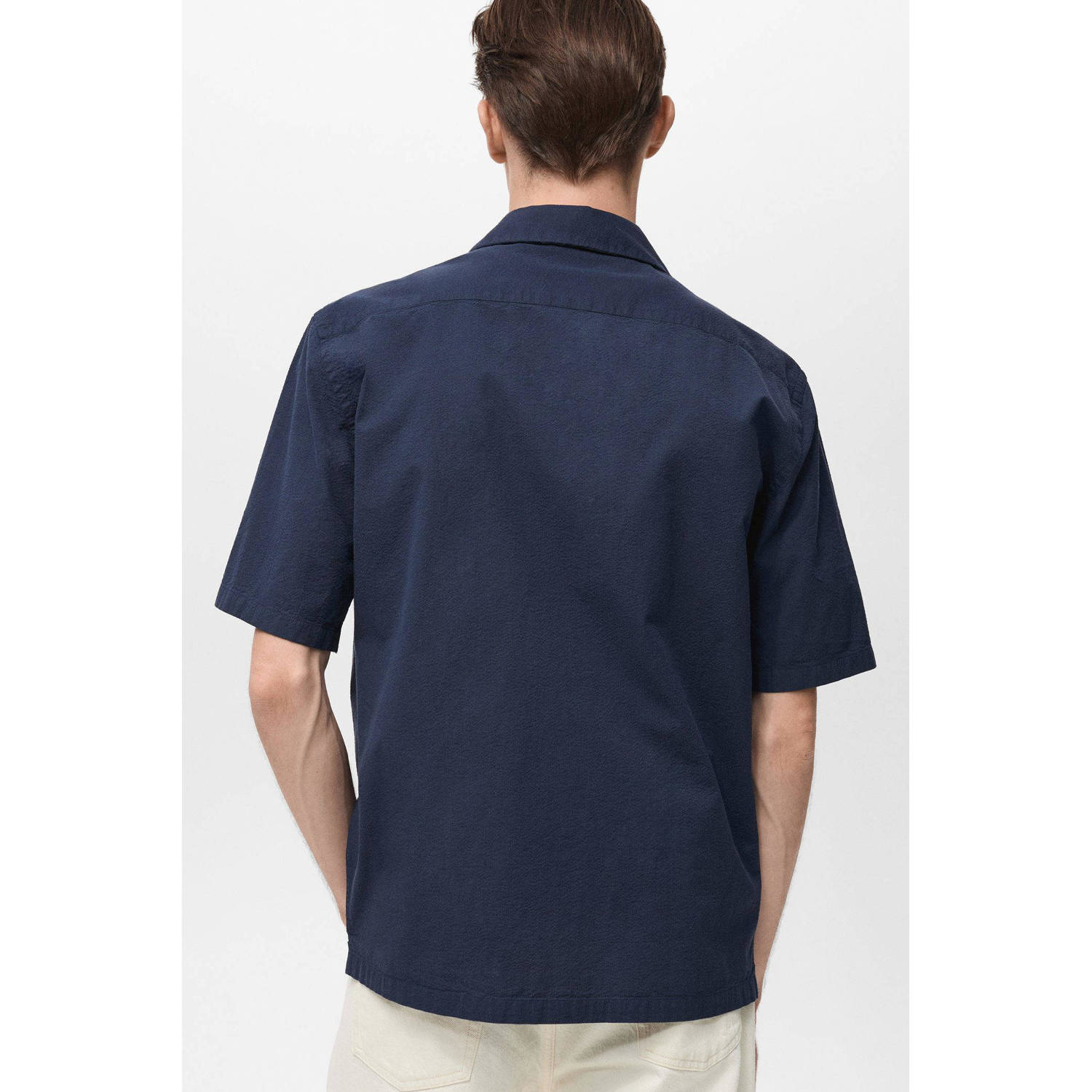 Mango Man casual overhemd donkerblauw