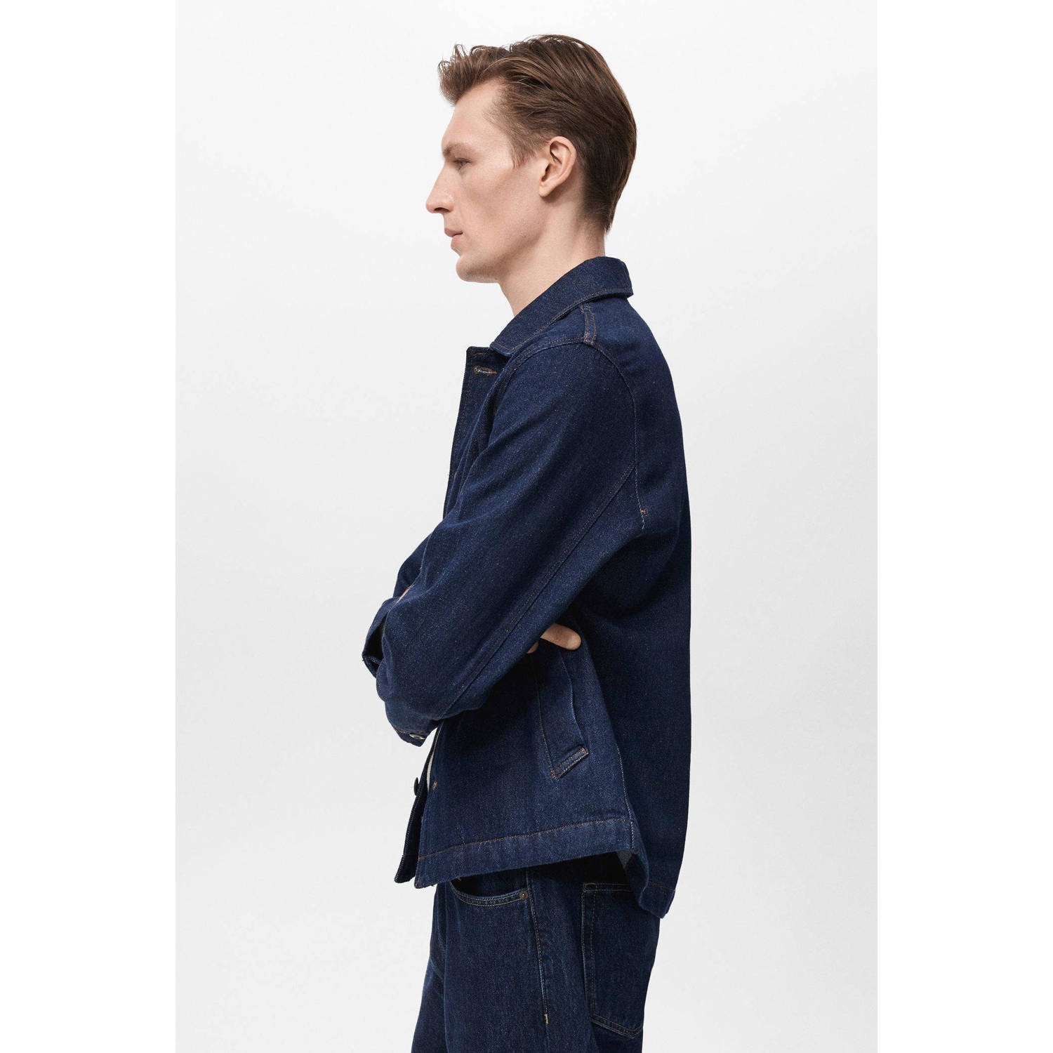 Mango Man spijkerjas donkerblauw