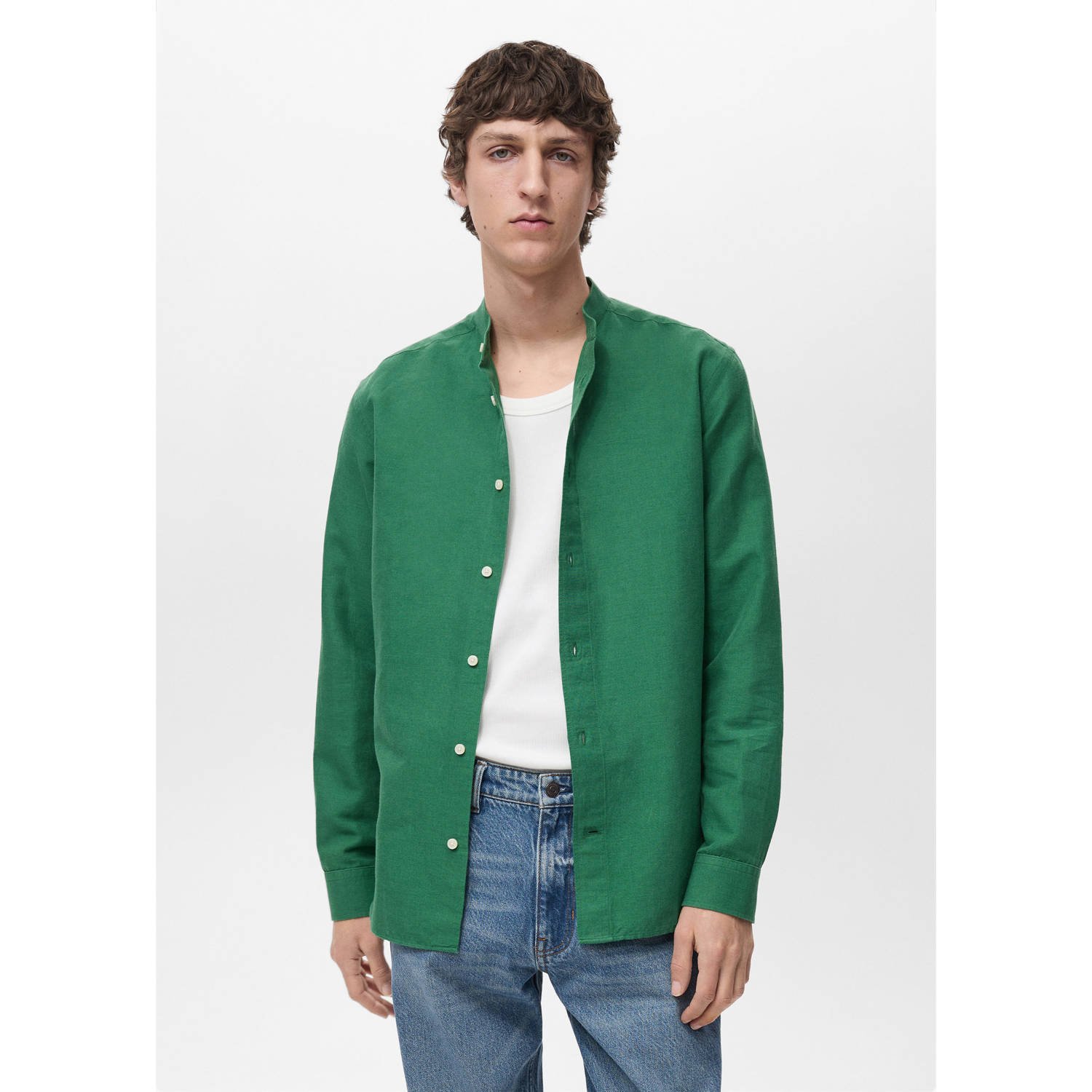 Mango Man casual overhemd groen