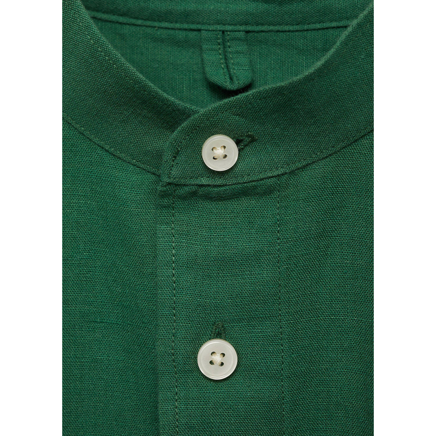 Mango Man linnen casual overhemd groen
