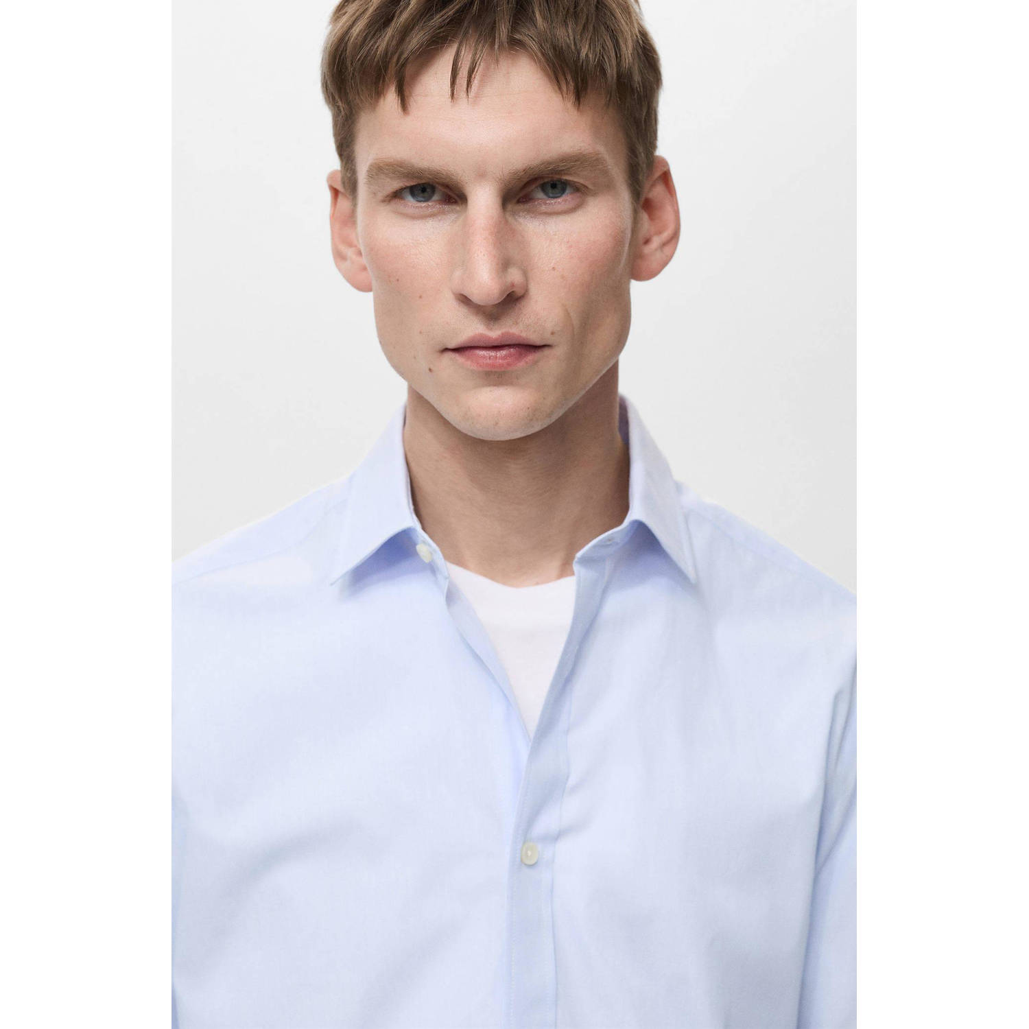 Mango Man casual overhemd lichtblauw