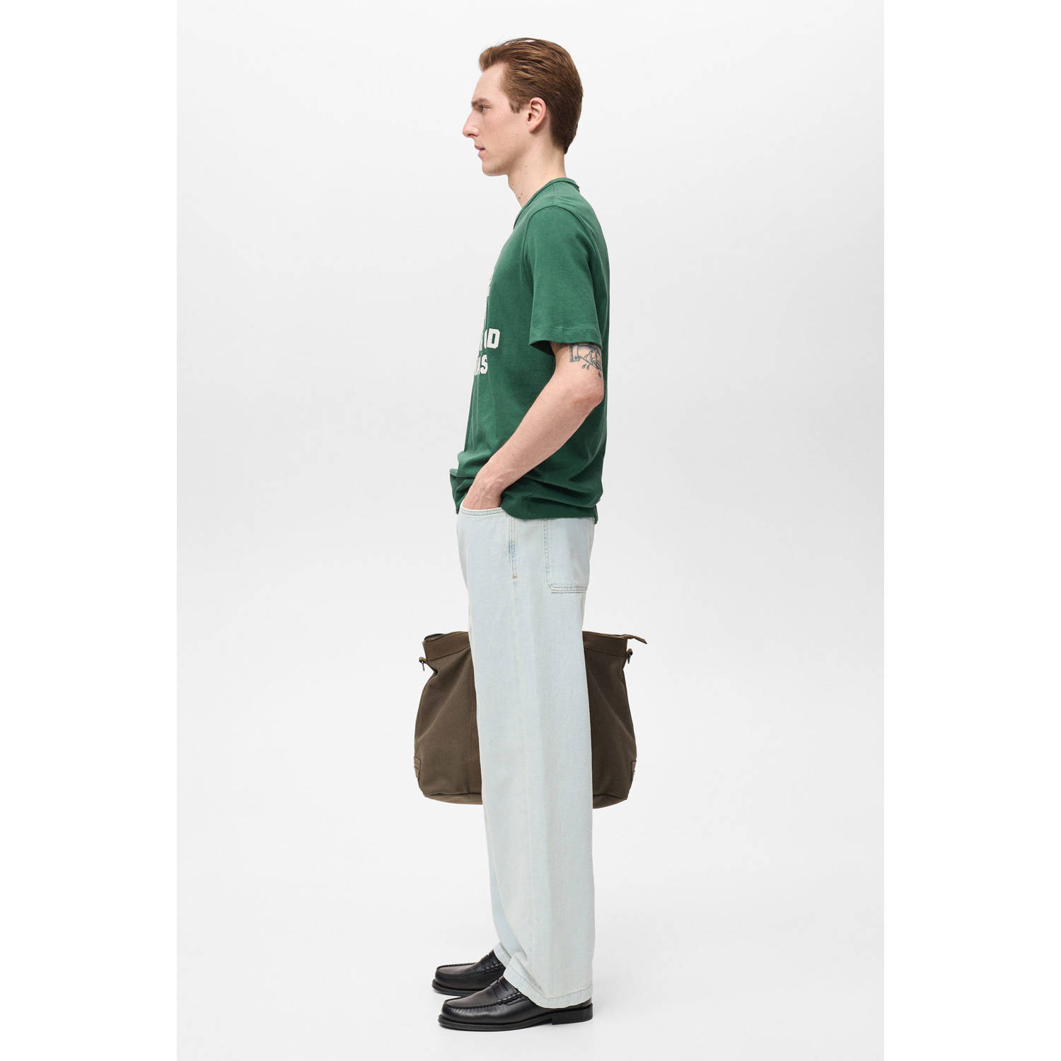 Mango Man T-shirt donkergroen