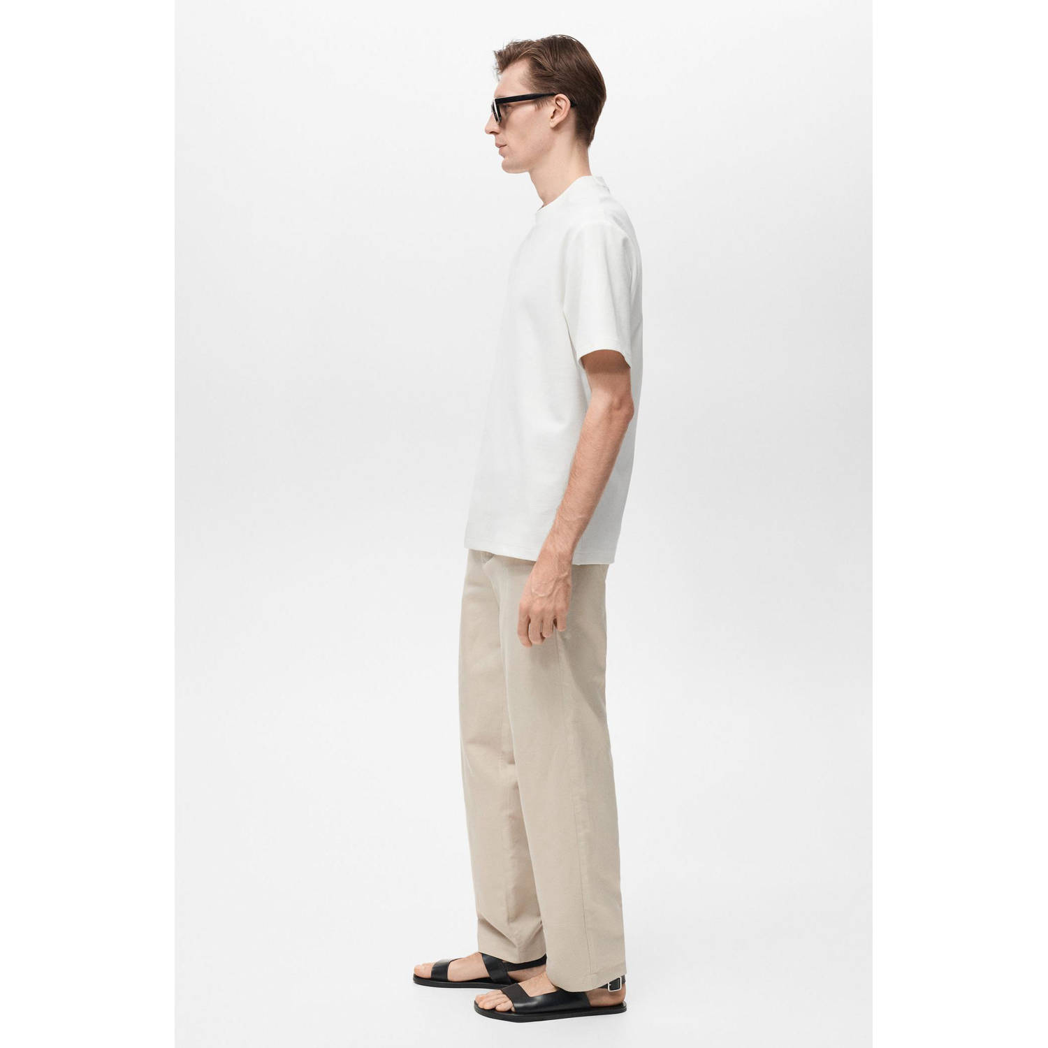 Mango Man T-shirt met textuur wit