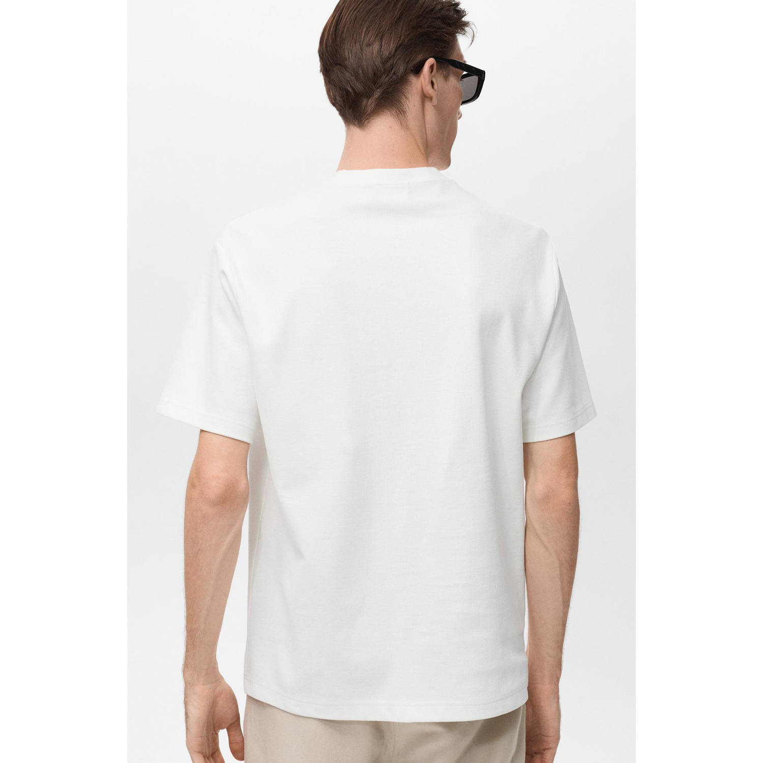 Mango Man T-shirt met textuur wit