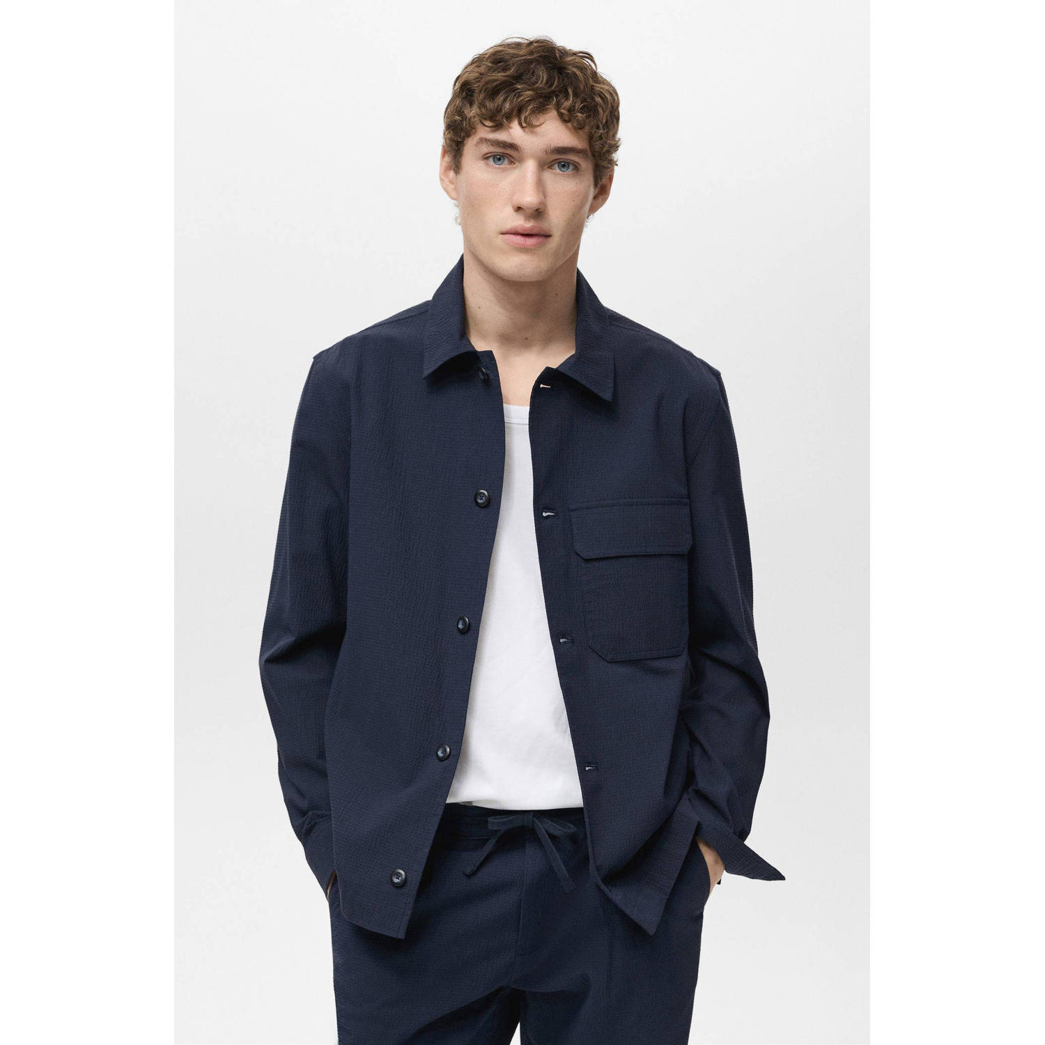 Mango Man overshirt donkerblauw