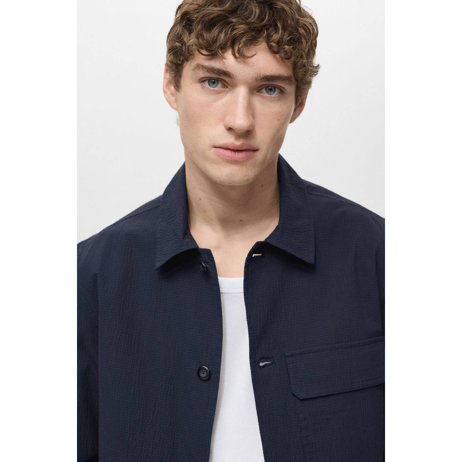 Mango Man overshirt donkerblauw