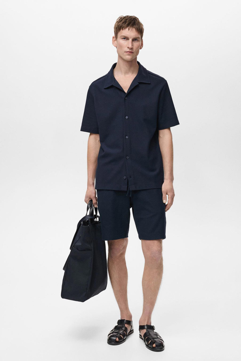 Mango Man straight bermuda short donkerblauw
