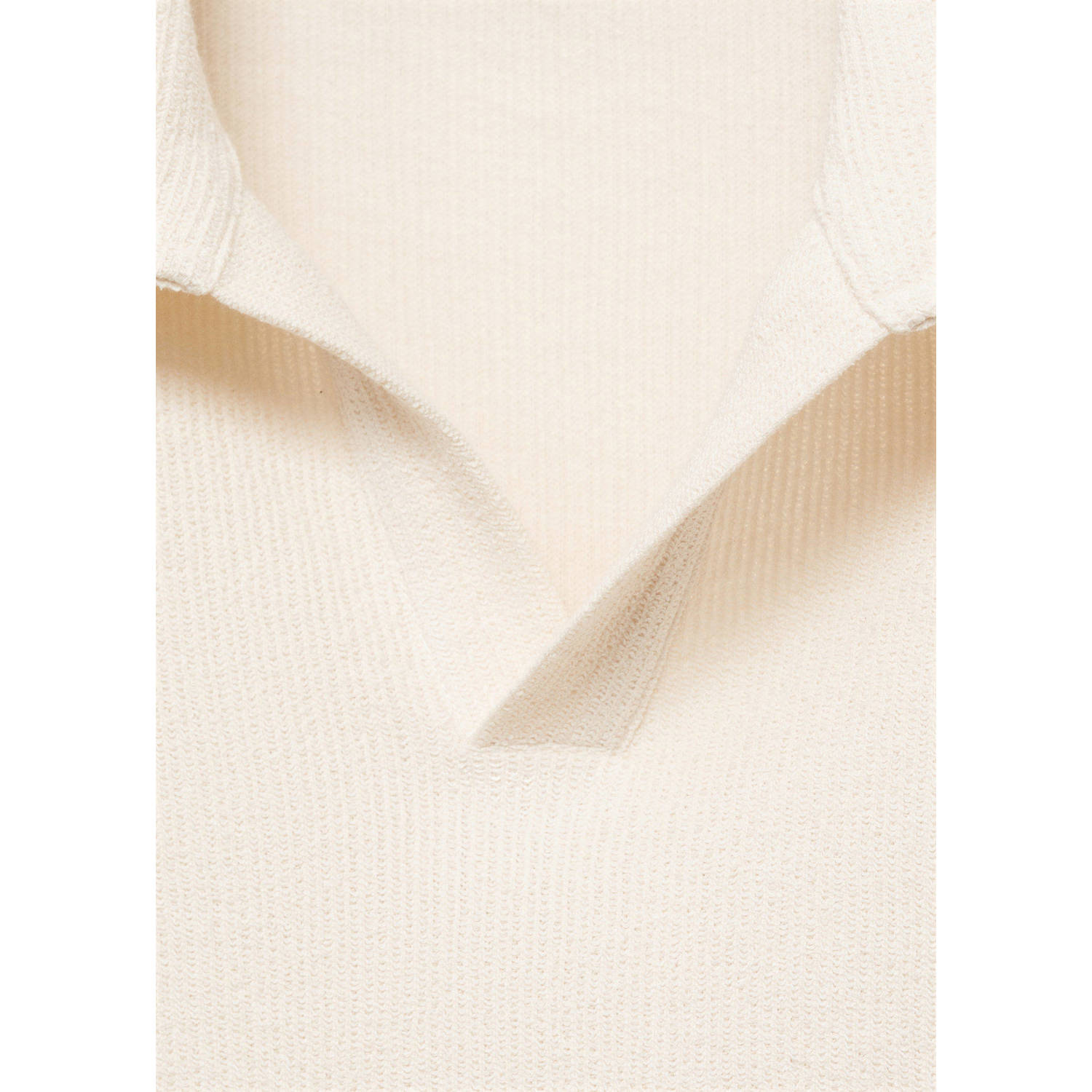 Mango Man regular polo gebreid ecru
