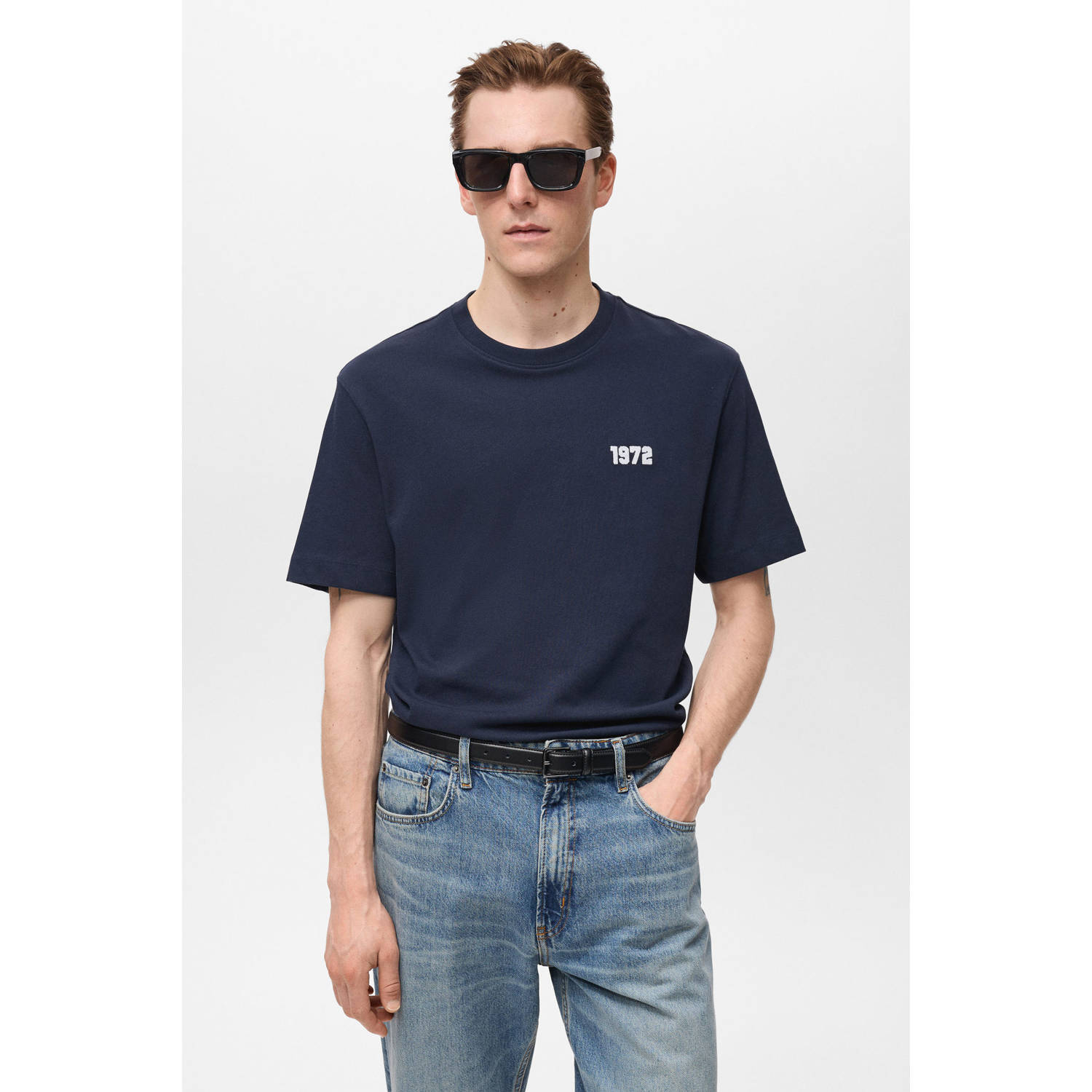 Mango Man T-shirt donkerblauw