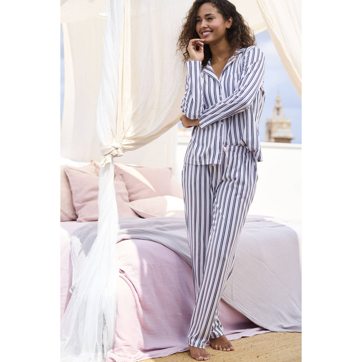 s.Oliver pyjama gestreept wit zwart