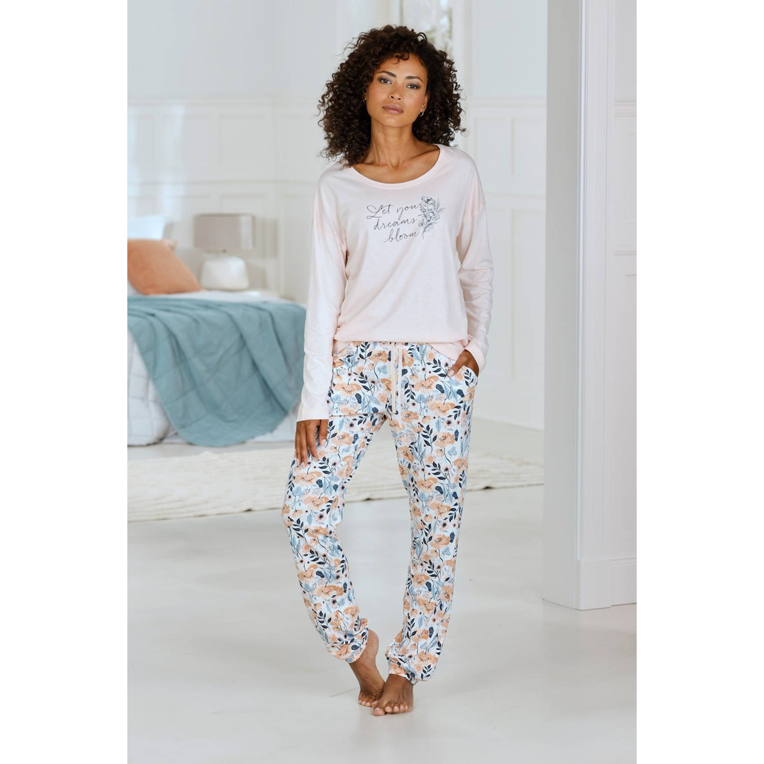 Vivance Dreams pyjamabroek ecru roze blauw