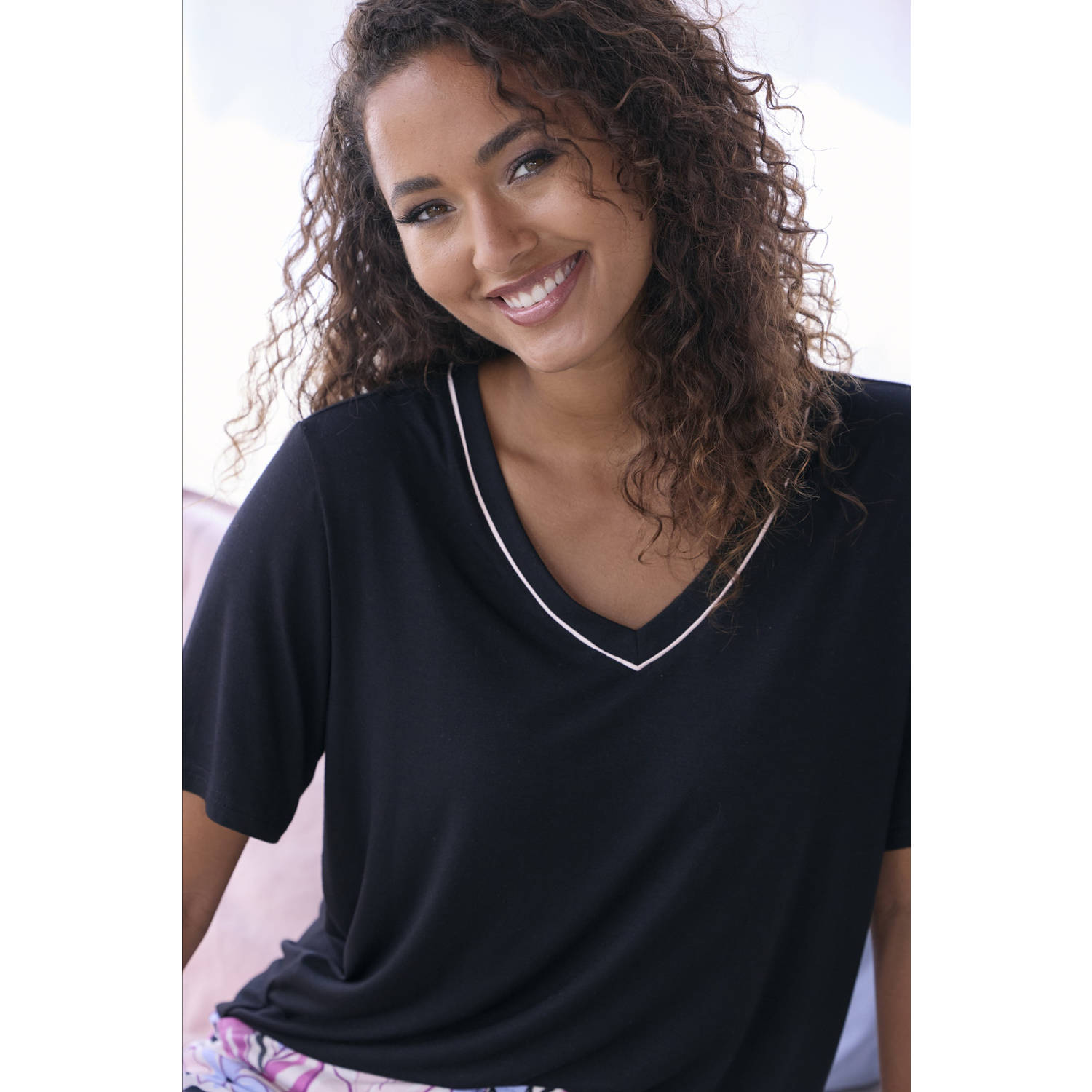 Lascana pyjama zwart roze wit