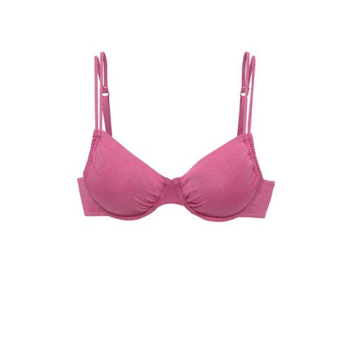 Lascana voorgevormde beugel bikinitop met lurex roze afbeelding