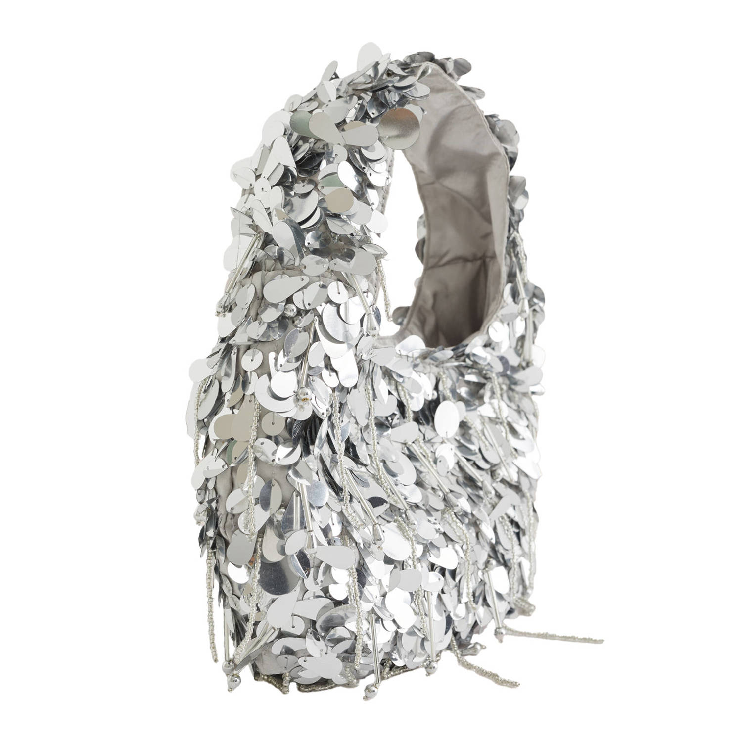 WE Fashion handtas met pailleten zilverkleurig