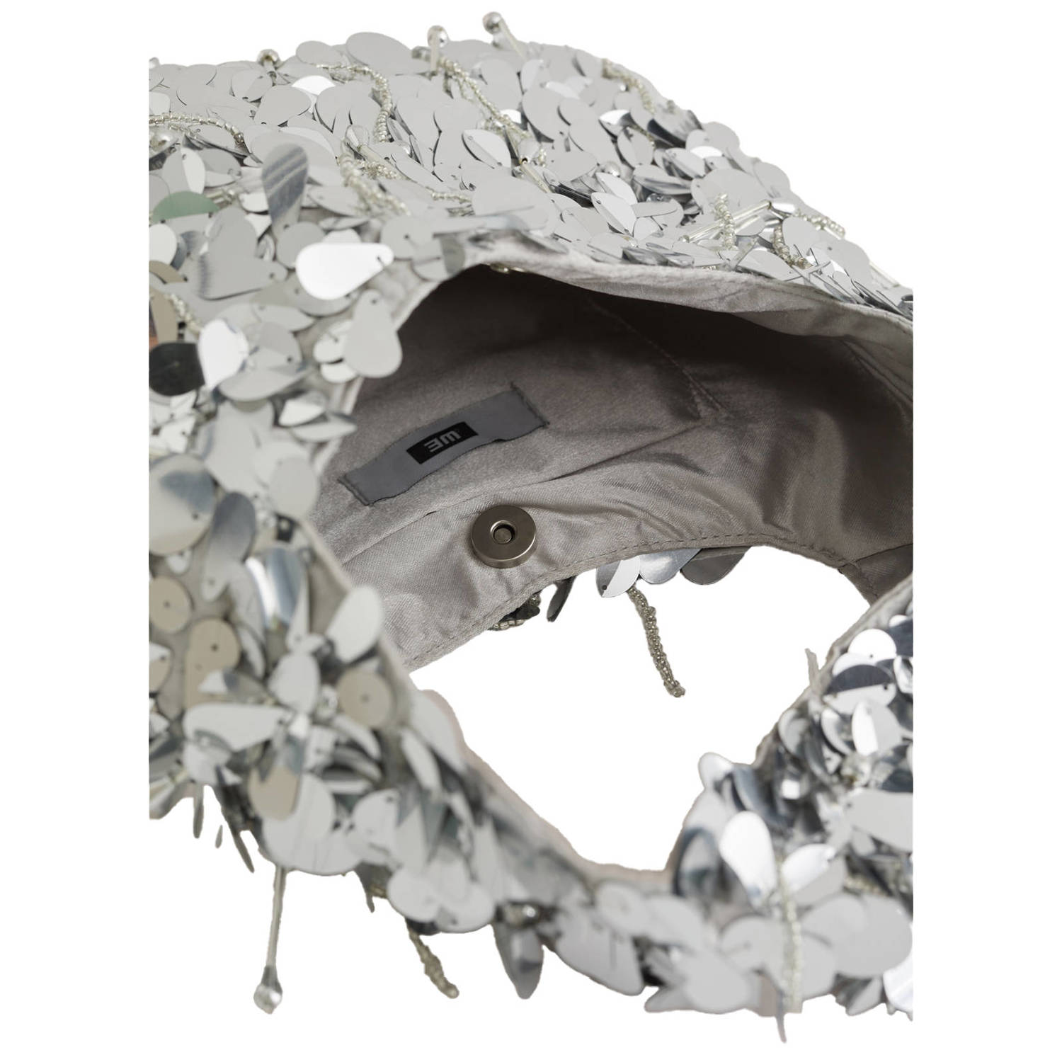 WE Fashion handtas met pailleten zilverkleurig
