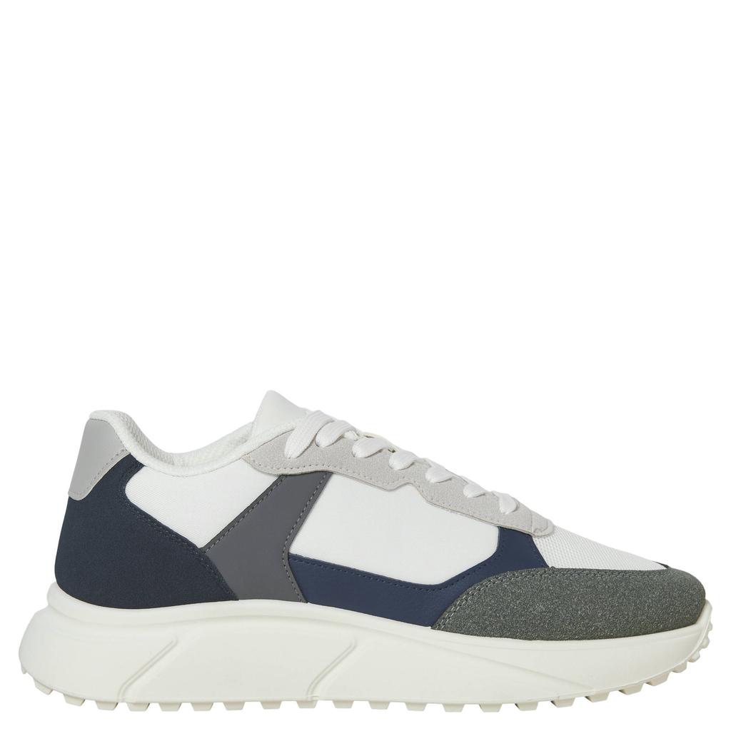 Wit en grijze heren JACK & JONES Jfwaspire Pu Runner Noos sneakers van imitatieleer met veters