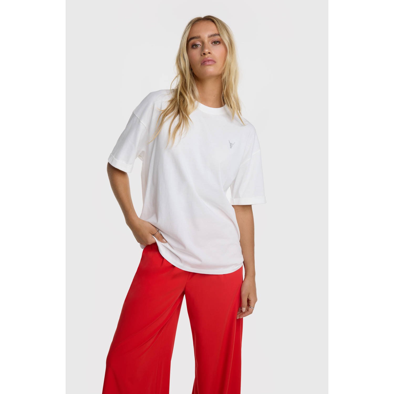 ALIX THE LABEL Dames Tops & T-shirts Ladies Knitted Adventure T-shirt Wit